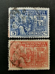 Sellos Guerra civil locales Orense 5 y 10 céntimos - Imagen 1 de 1