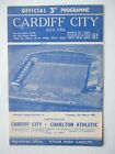 Cardiff City V Charlton Athletic 31.3.1959 Football Programme Nbos7