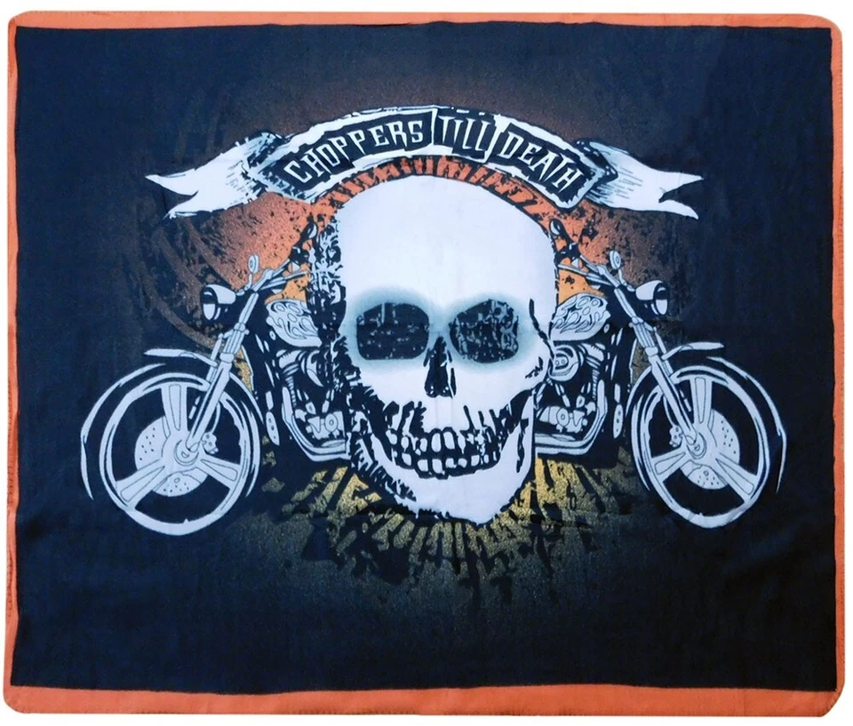 Choppers Till Death Motocicleta Calavera Negro 50x60 Polar Polar Polar Manta Tiro Foto 1 de 2