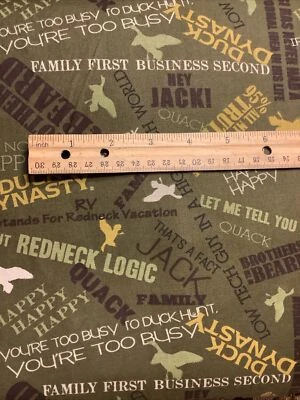 Springs Creative Products Duck Dynasty Sayings Green BTY - Image 1 of 2