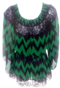 XOXO Green and Black Long Sleeve Shirt Size M - Picture 1 of 1