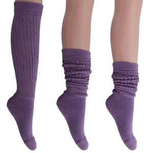 Women's Cotton Slouch Socks Extra Long Scrunch Knee-High Boot Socks 1 Pair - Picture 1 of 311