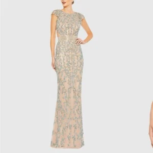New MAC DUGGAL Embellished Cut Out Lace Up Cap Sleeve Gown 2 - Picture 1 of 10