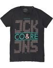 Jack And Jones Mens Workwear Graphic T Shirt Top Medium Navy Blue Cotton Ac02