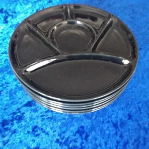 6 Fondue Raclette Tapas Grill Teller schwarz rund 23 cm Retro Gothic - Bild 1 von 2