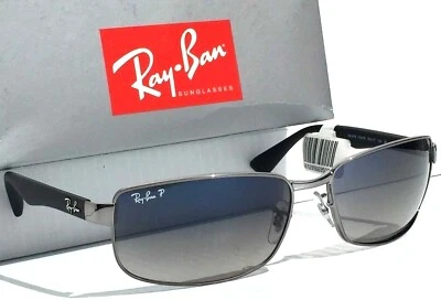 NEW* Ray Ban Gunmetal & Black w POLARIZED Grey Blue Lens Sunglass RB3478 004 - Image 1 of 4