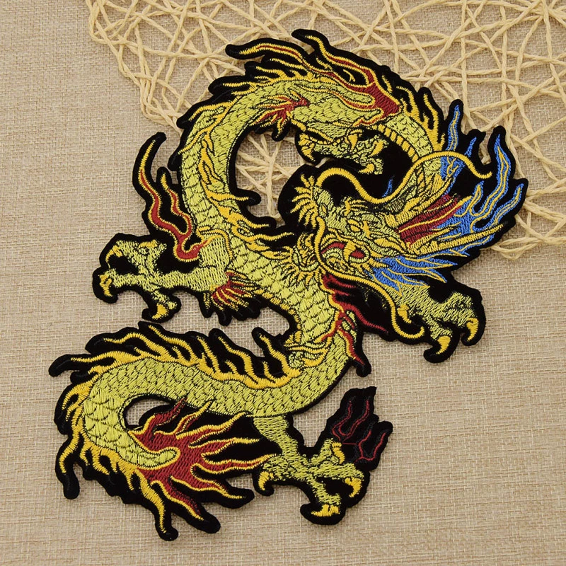 Embroidery Dragon Patch Applique Sew On Fabric DIY Bag Coat Jeans Decoration 1pc - Image 1 of 4