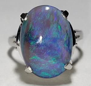 Solid platinum natural opal ring 6.52 grams - sz 6.25 *GIA - Picture 1 of 24