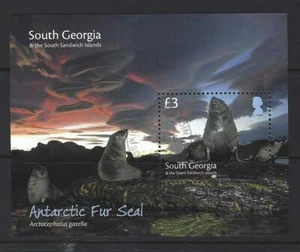 Hoja en miniatura de lobos de piel antárticos del sur de Georgia 2017 usada - Imagen 1 de 1
