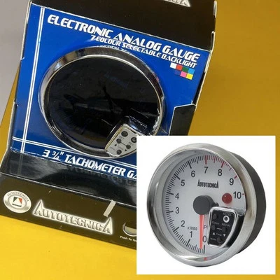 Autotecnica G825G7W Tachometer 10000 RPM 4 6 8 Cyl 3-3/4" Smoke glass Black - Image 1 of 4