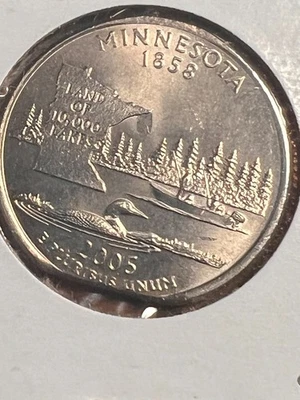 2005 MINNESOTA STATEHOOD QUARTER CLIPPED BU - Image 1 of 4