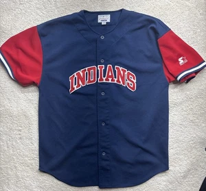 Vintage Starter Cleveland Indians baseball jersey button up MLB Men’s 2XL - Picture 1 of 5