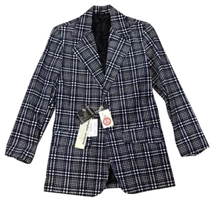 Vintage 70s Vanderbilt Compton Corduroy Blazer Men 38 Navy Plaid NOS USA Made - Picture 1 of 16