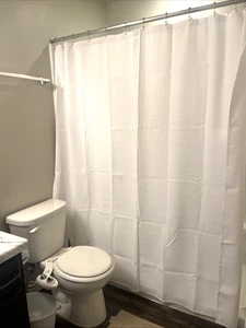 Cortina de Ducha - Patrón Gofre Geométrico Blanco, Decoración de Baño Moderna, Nueva en P - Imagen 1 de 5