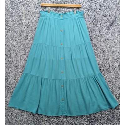 Maxi Falda SO Con Botones en Niveles Talla 18 Pull On Boho Fairy Grunge Hippie Azul Foto 1 de 4