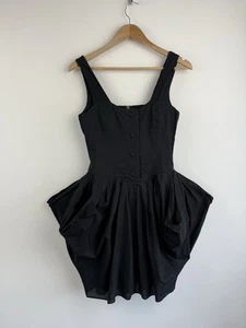 AllSaints Dress Size 8 Black Short Parachute Balloon Hitch Steampunk Beaujolais - Picture 1 of 8