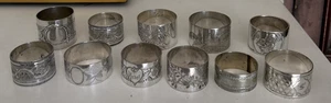 11 Antique/Vintage Silver Plated Napkin Rings incl Christofle & Kraftalpacca - Picture 1 of 16