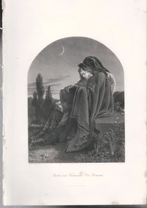 ANTIQUE PRINT pbl 1889 , PAOLO AND FRANCESCA by SIR J. NOEL PATON - Picture 1 of 2