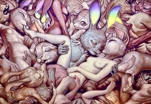 JAMES JEAN- "Lapins d'Amour" 1st Edition 2017 AMAZING RARE ORIGINAL ART Signed - Picture 1 of 4