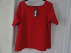 Marks And Spencer Size 22 Red Short Sleeve With Embossed Look Top. New