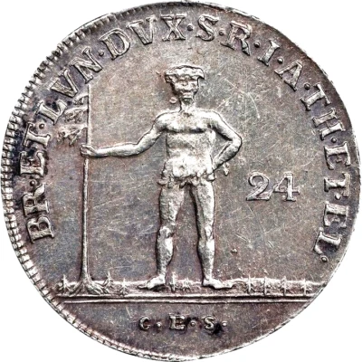 1782 CES German States Brunswick Luneburg Wildman 2/3 Taler, 24 MG, PCGS AU 55 - Image 1 of 4