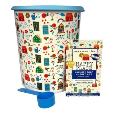 BEEKMAN 1802 HAPPY PLACE #Happy Place 4-in-1 Goat Milk 200-Load Laundry Soap in Tupperware - FRESH LINEN