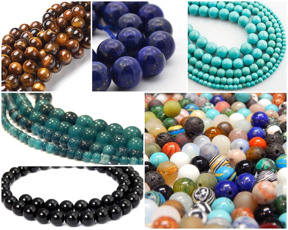 Edelstein Schmuckstein Perlen 4/6/8/10/12 mm Kugel Halbedelstein Naturstein Rund - Bild 1 von 1