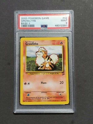 Pokemon PSA 9 GROWLITHE 42/130 - BASE SET 2 - UNCOMMON NON HOLO - MINT  - Image 1 of 4