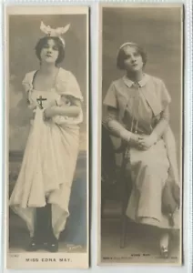 2 KARTEN - EDNA MAY - Theater, Schauspieler Lesezeichen Postkarte - Bild 1 von 2