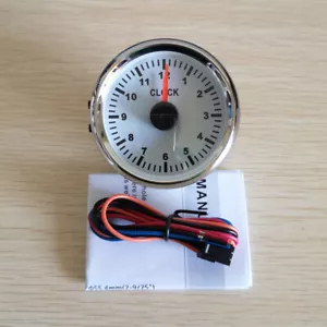 52MM White Universal Clock Gauge for Car Truck Marine Red Led Waterproof 12V/24V - Picture 1 of 6