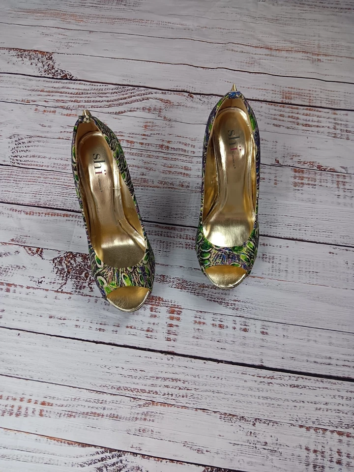 Shi by Journey Shoes Women's 8 Lavender Green Peacock Pumps Heel  - Image 1 of 4