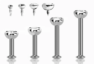 1 Clear Gem Labret Tragus Ear Internal Thread 16g 4mm 5 6 8 10mm Base 2.5mm #T - Picture 1 of 1
