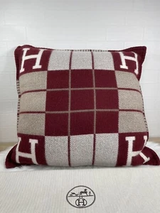 Hermes Large Wool Cashmere Avalon Iii Pillow Red Authen - Picture 1 of 19