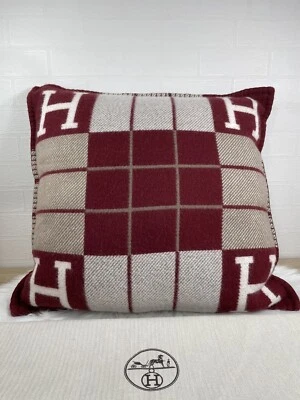 Hermes Large Wool Cashmere Avalon Iii Pillow Red Authen - Image 1 of 4