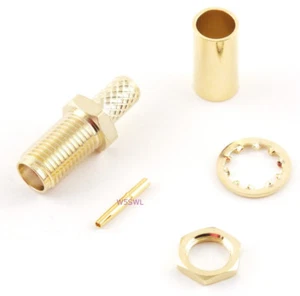 SMA Female Coax Connector Bulkhead Crimp RG-58 LMR-195 - USA Ham Radio Seller - Picture 1 of 1