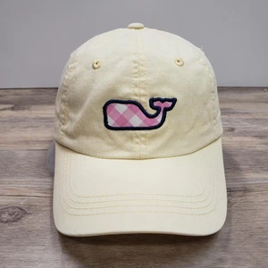 Vineyard Vines Hat Cap Strap Back Yellow Pink Gingham Whale Embroidered Mens - Picture 1 of 7