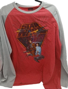 Rare! Star Wars Raglan T Shirt Red and Gray Sz. 2xl Leia, Falcon, Skywalker - Picture 1 of 6