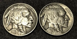 1928-P y 1929-P Buffalo Nickel bonito en muy buen estado - Imagen 1 de 2