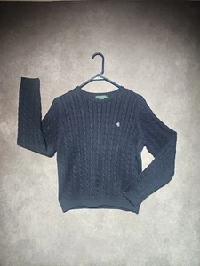 Vintage Polo Ralph Lauren Pullover mit Zopfmuster Damen Small dunkelblau - Bild 1 von 8