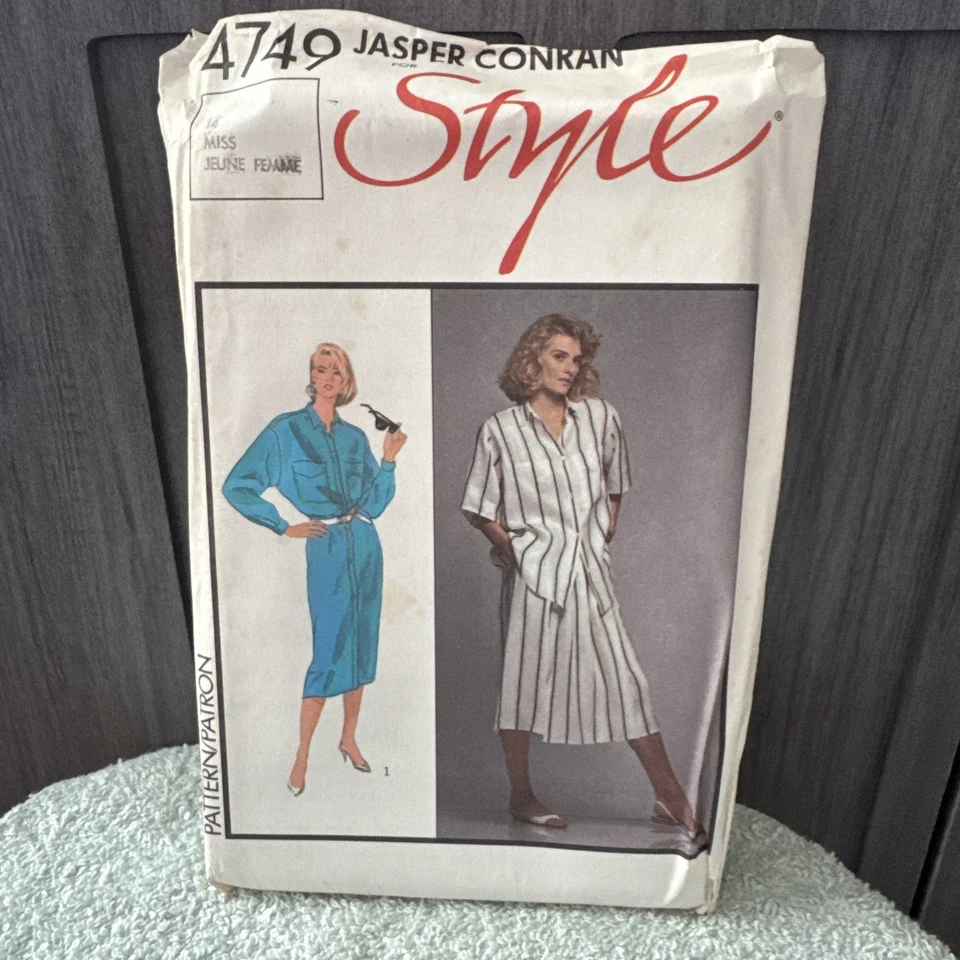 VINTAGE! 4749 Style Sz 14 Sewing Pattern Misses 1980s Clothing - Image 1 of 2