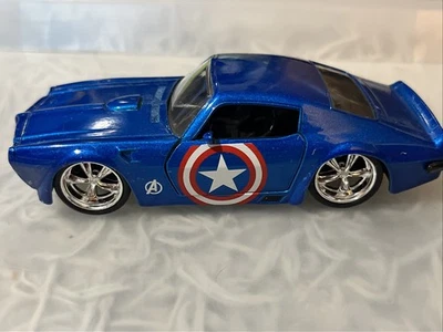 Avengers-Marvel Captain America 1972 Pontiac Firebird Scale 1/32 Die Cast Car - Image 1 of 3