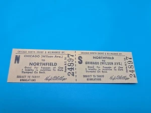 Chicago North Shore & Milwaukee RY Unused Ticket Wilson Ave / Northfield  - Picture 1 of 2