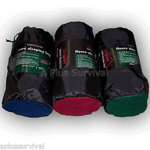 Green 50 Degree Fleece Sleeping Bag 32" x 75" Camping Emergency Survival Liner