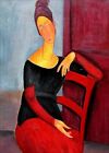 Modigliani Jeanne assis sur une chaise reproduction, peinture à l'huile peinte à la main 12x16 pouces