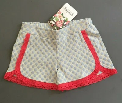 Pantalón Corto Persnickety Nuevo Con Etiquetas Niñas Talla 5 - Encaje Coral y Enrejado Blanco Tillie Foto 1 de 4