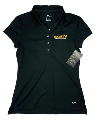 *NEW* Nike Dri-Fit Rockstar Energy Drink Promo Women's Black Golf Polo; S - Image 1 of 4