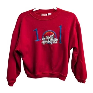 Vintage Disney 101 Dalmatians Embroidered Sweatshirt Red Youth Junior 14-16 - Picture 1 of 10