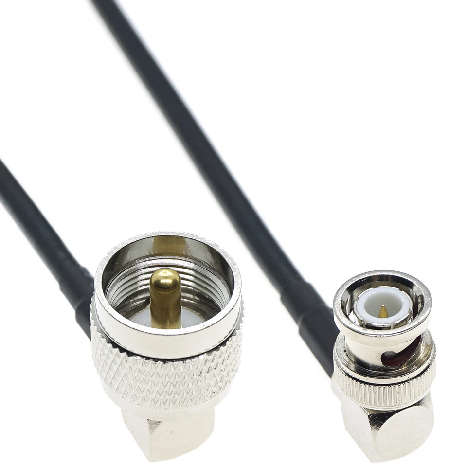 UHF male PL259 Right Angle to BNC male Angle lot RF Pigtail Coax Cable RG58 - Image 1 of 1