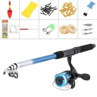 1.8m Telescopic Fishing Rod Spinning Pole Reel Combo Full Kit With Line Float - Image 1 of 4