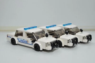3x Custom Police Car Crown Vic White Model compatible with Real LEGO® Bricks - Image 1 of 2